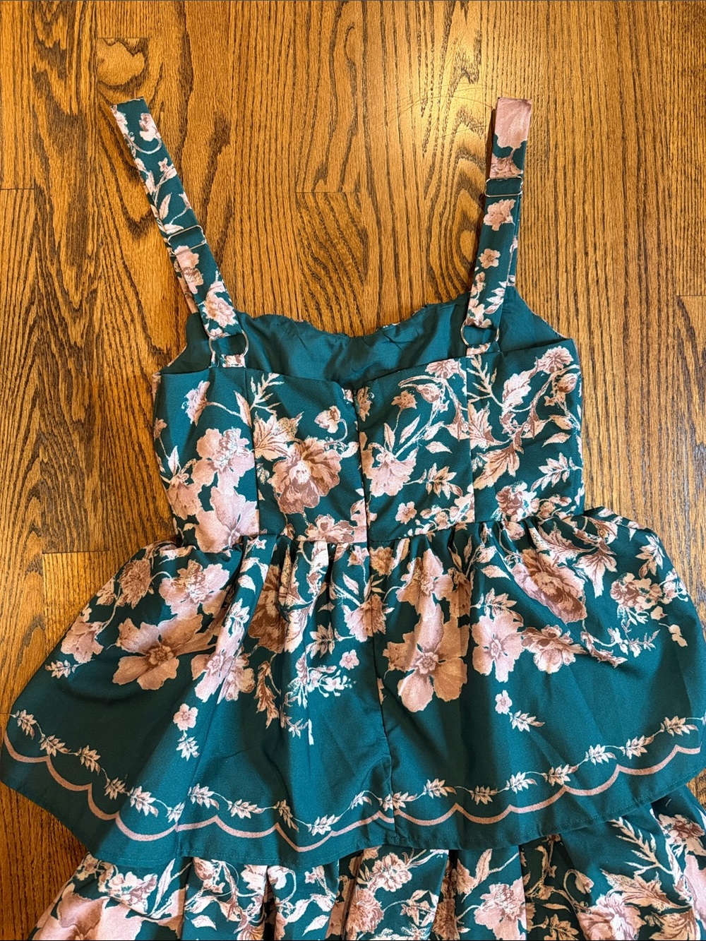 Mable Vivian Green Pink Flower Print Layered Maxi Dress M - Picture 5 of 9